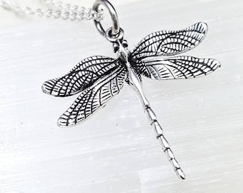 Dragonfly necklace. Sterling silver Dragonfly pendant. Dragonfly jewelry. Dragon fly necklace. Delicate necklace. Insect jewelry. Tween gift