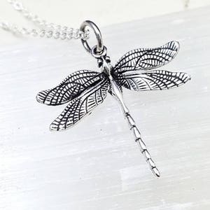 Sterling Silver Dragonfly Necklace: Delicate Insect Pendant