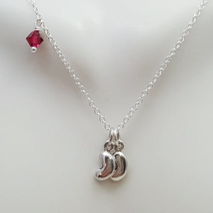 Sterling Silver Bean Necklace: Swarovski Birthstone, Twins Triplets Gift