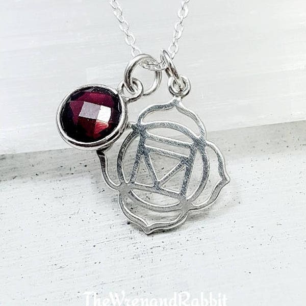 Root Chakra necklace. Muladhara chakra necklace. Root Chakra Muladhara pendant. Chakra necklace. Chakra jewelry. Garnet necklace. Yoga gift