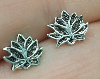 tiny Lotus stud earrings. Sterling silver lotus studs. waterlily studs. Flower studs. Tiny Lotus Earrings. yoga jewelry. Tween stud earrings