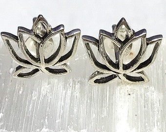 tiny Lotus stud earrings. Sterling silver lotus studs. waterlily studs. Flower studs. Tiny Lotus Earrings. yoga jewelry. Tween stud earrings