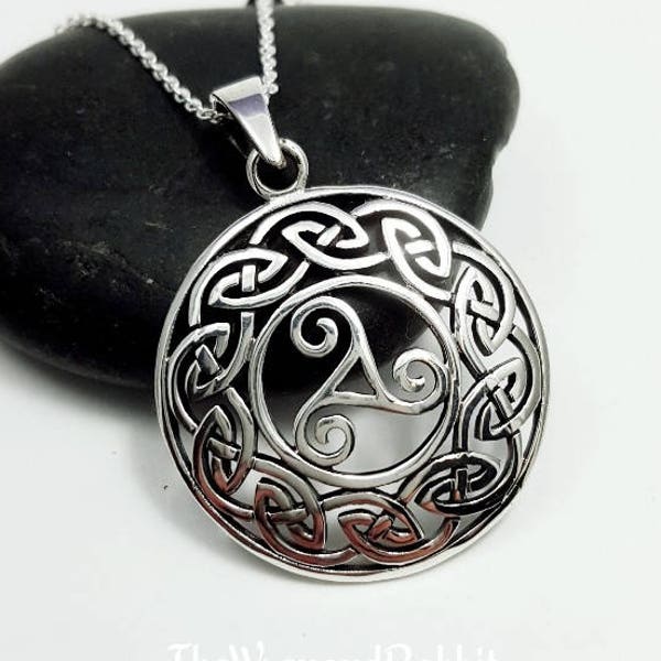 Sterling silver Triskelion necklace. Celtic necklace. Sterling Viking necklace. Holy Trinity necklace. Avengers. Trekkie. Druid necklace