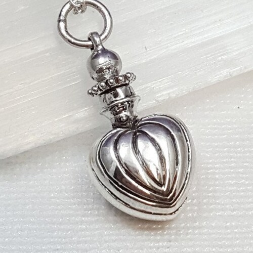 Sterling Silver Perfume Necklace. Heart Necklace. Aromatherapy Etsy