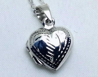 Sterling silver locket. tiny heart locket. secret heart locket. locket necklace. tween gift. girlfriend gift. silver locket. engraved. WR21