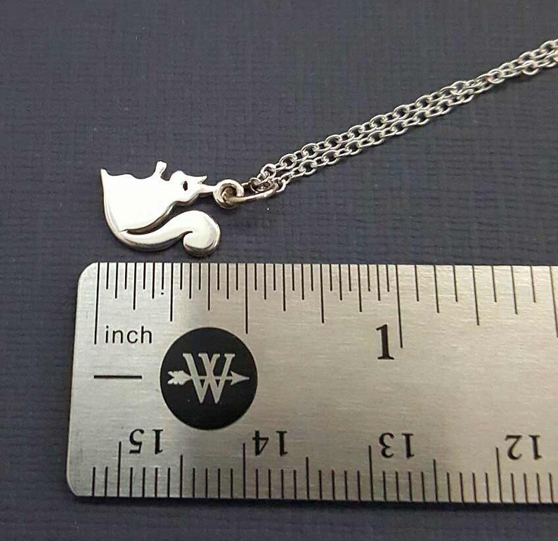 Tiny Squirrel necklace. Sterling silver squirrel pendant. Baby squirrel necklace. Nutkin necklace. Tween jewelry. Squirrel theme birthday. image 3