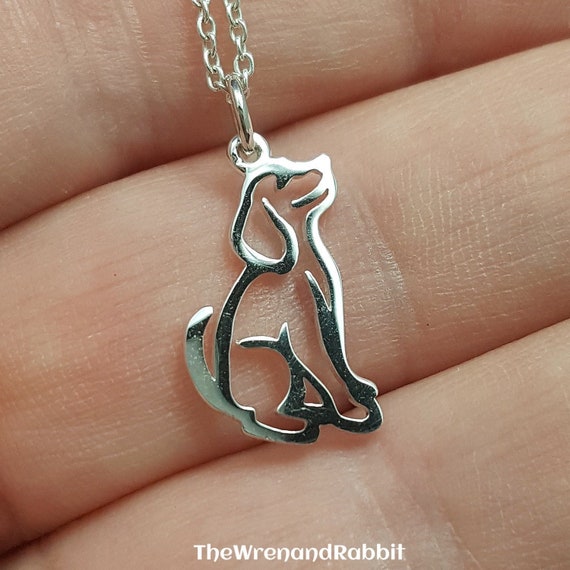 Sterling Silver Puppy Necklace: Minimalist Dog Silhouette Charm