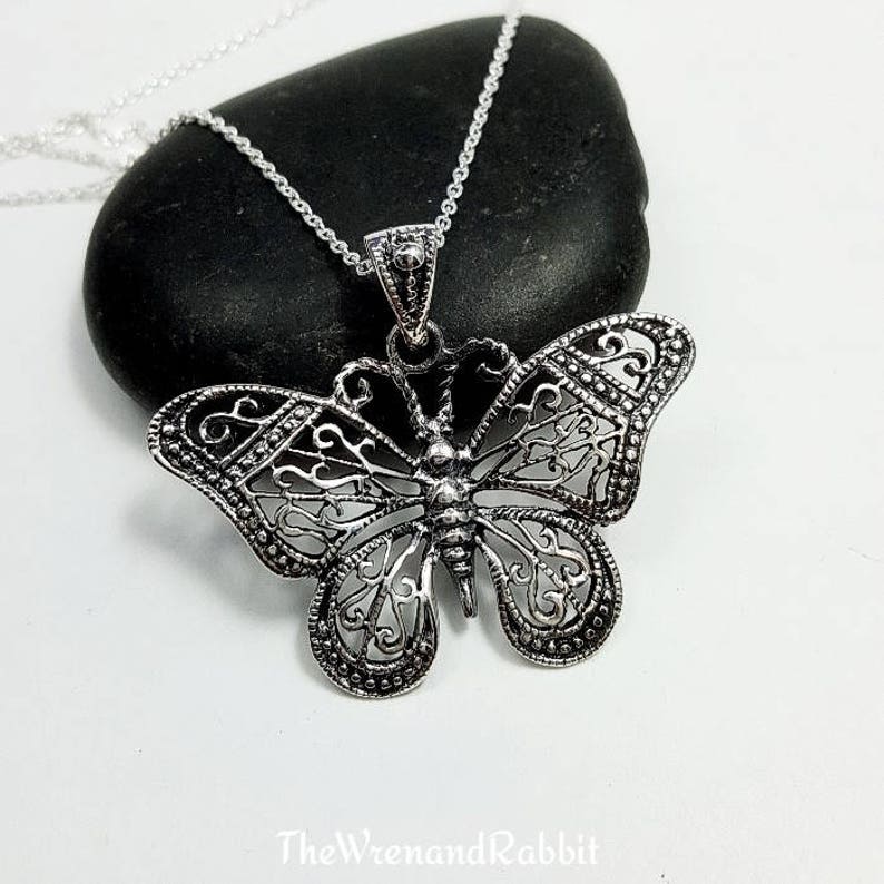 Butterfly Necklace Sterling Silver Butterfly Pendant Etsy