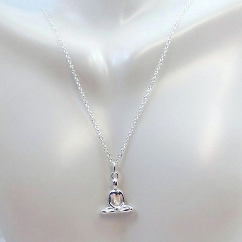 Yoga Necklace Sterling Silver Yoga Charm Necklace Lotus Etsy