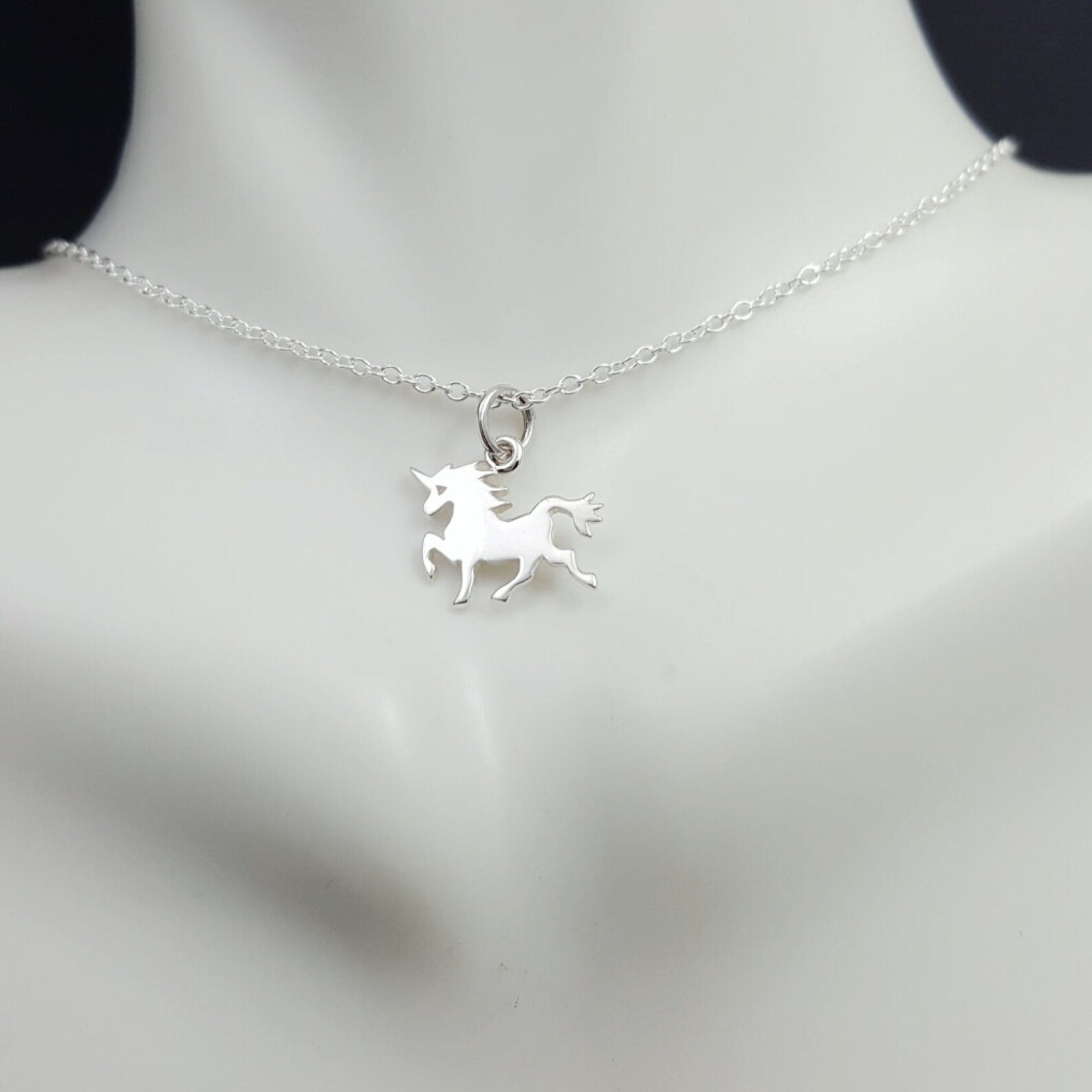 Tiny Sterling Silver Unicorn Necklace. Dainty Unicorn Charm Etsy