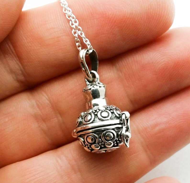 Sterling silver pill box necklace. Sterling prayer box Etsy