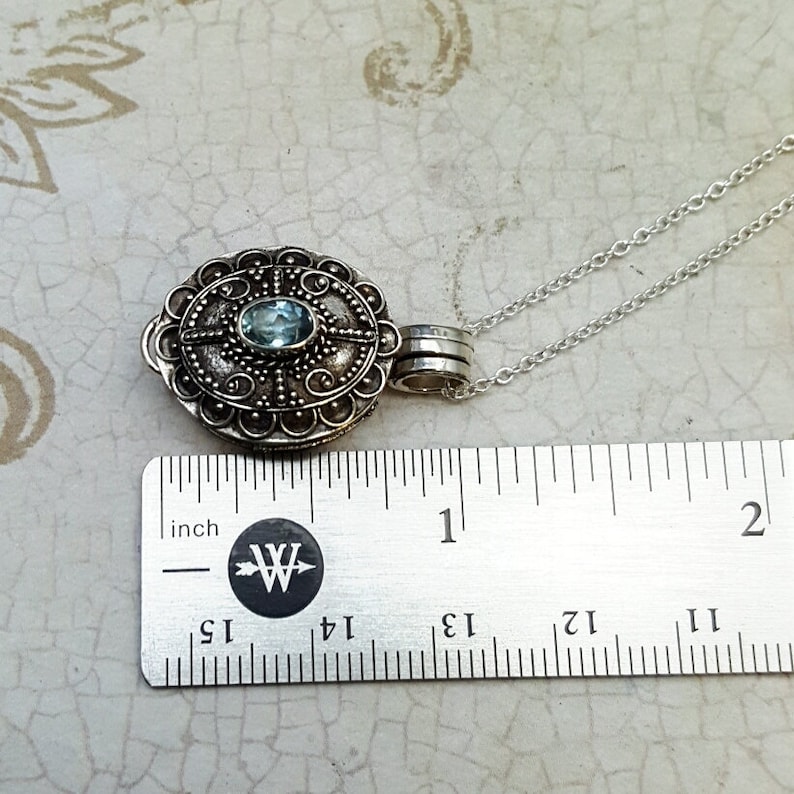 Stash Necklace. Blue Topaz Secret Box Necklace. Sterling Etsy