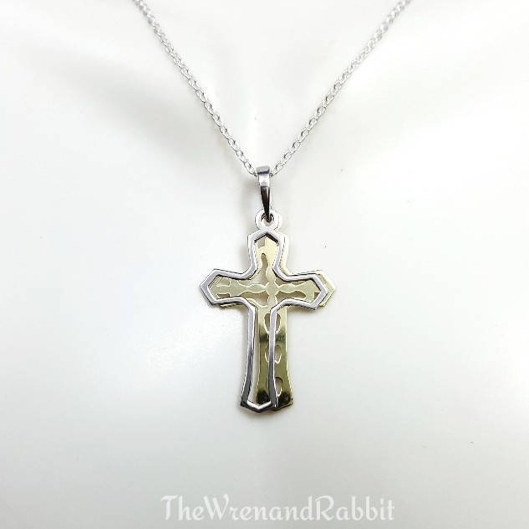 Silver or Gold Textured Cross Pendant