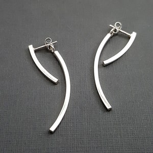 Sterling Silver Double Bar Earrings: Modern Minimalist, Matte or Shiny