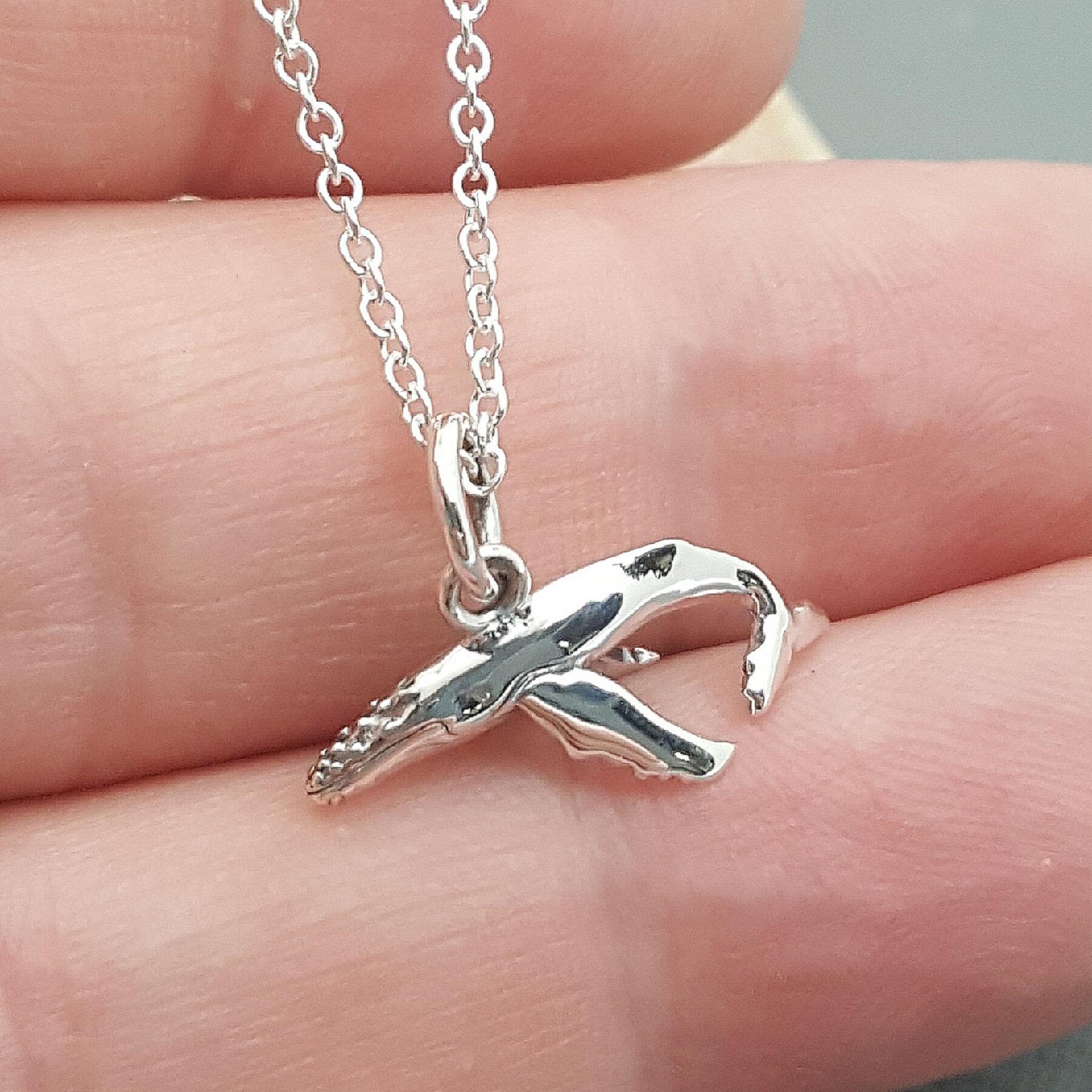 Humpback whale necklace. Sterling silver whale pendant. Ocean jewelry. Unisex. Sea life. Baleen whale. Gifts for her. Etsy