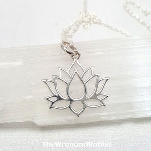 Lotus Necklace. Sterling Silver Lotus Necklace. Birthstone Necklace ...