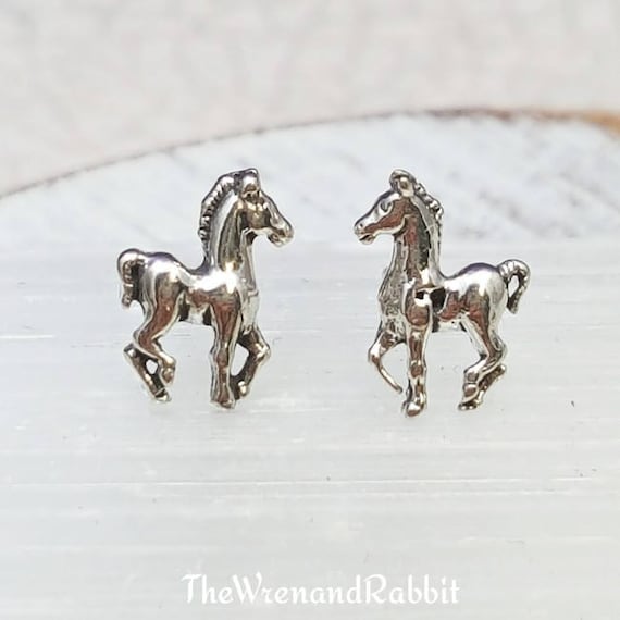 925 Sterling Silver Childs Pony Post Stud Earrings Animal Horse Fine Jewelry Gifts For Women For Her