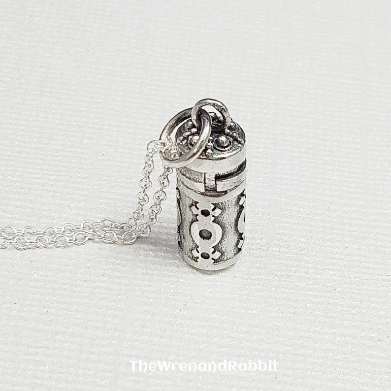 Tube Necklace. Sterling silver prayer box necklace. Silver Etsy