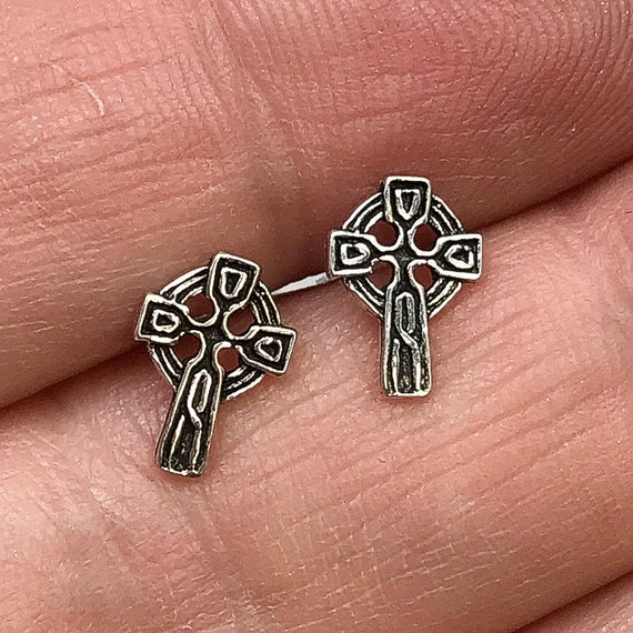 celtic cross earrings sterling silver