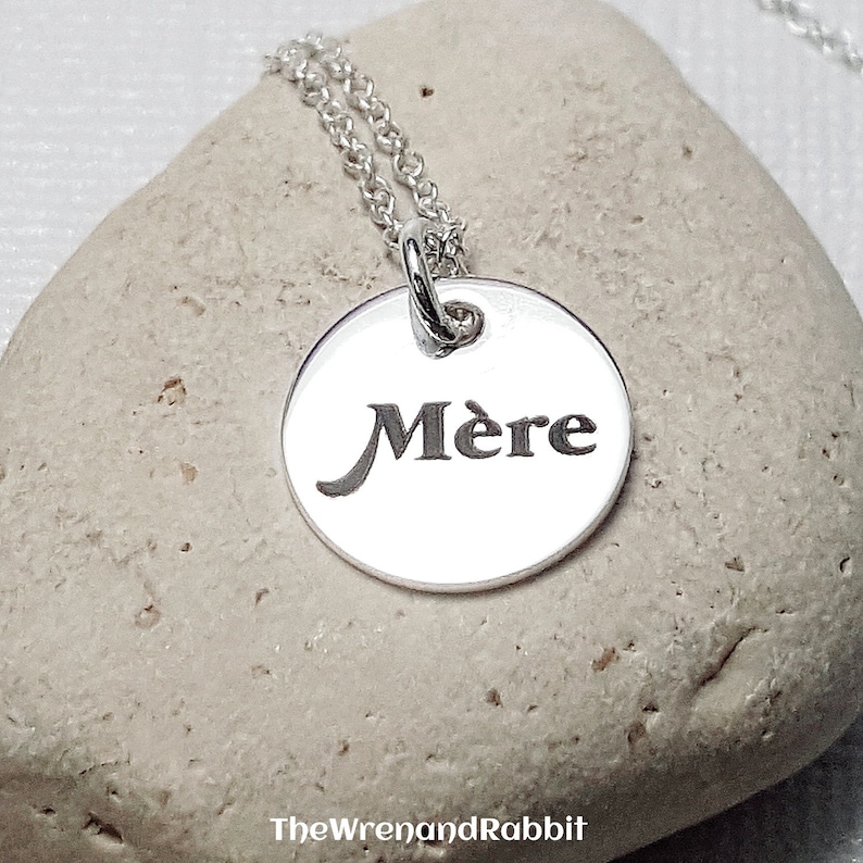French m\u00e8re Mothers day gift Irish Personalized necklace Personalized Mother necklace. Scottish Gaelic Custom Engraved pendant Hebrew