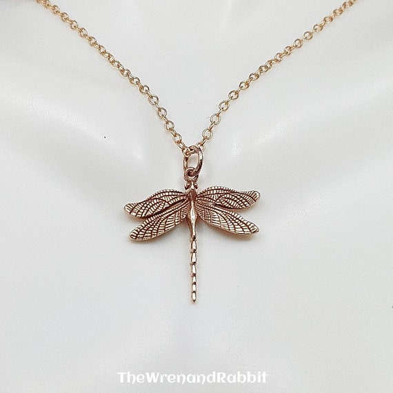 Dragonfly Necklace. Bronze Dragonfly Pendant. Dragonfly Jewelry