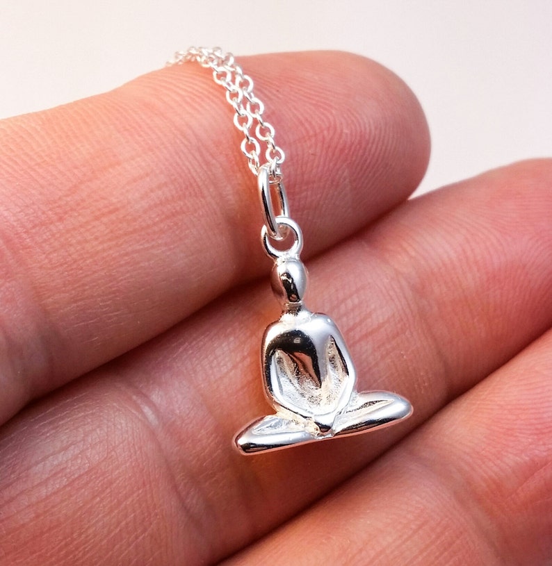 Yoga Necklace Sterling Silver Yoga Charm Necklace Lotus Etsy