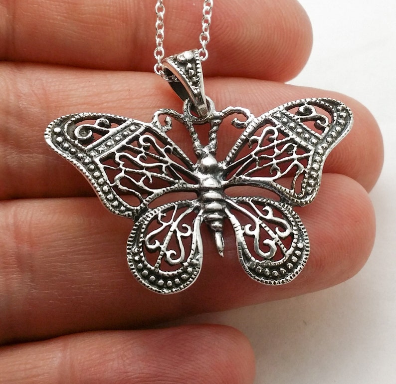 Butterfly Necklace Sterling Silver Butterfly Pendant Etsy