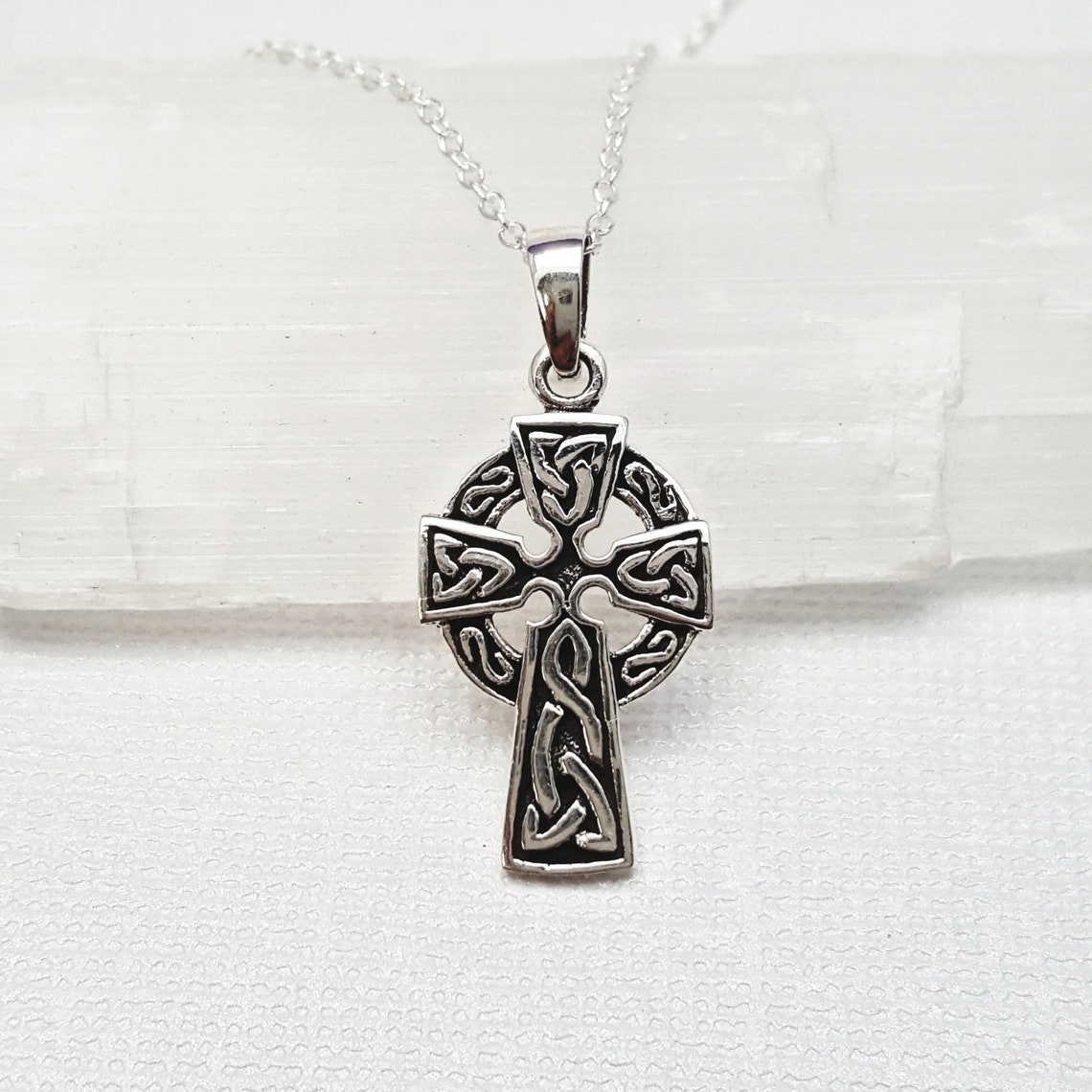 Celtic Cross Necklace. Solid STERLING Silver Cross Necklace. | Etsy