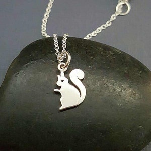 Tiny Squirrel necklace. Sterling silver squirrel pendant. Baby squirrel necklace. Nutkin necklace. Tween jewelry. Squirrel theme birthday. image 2