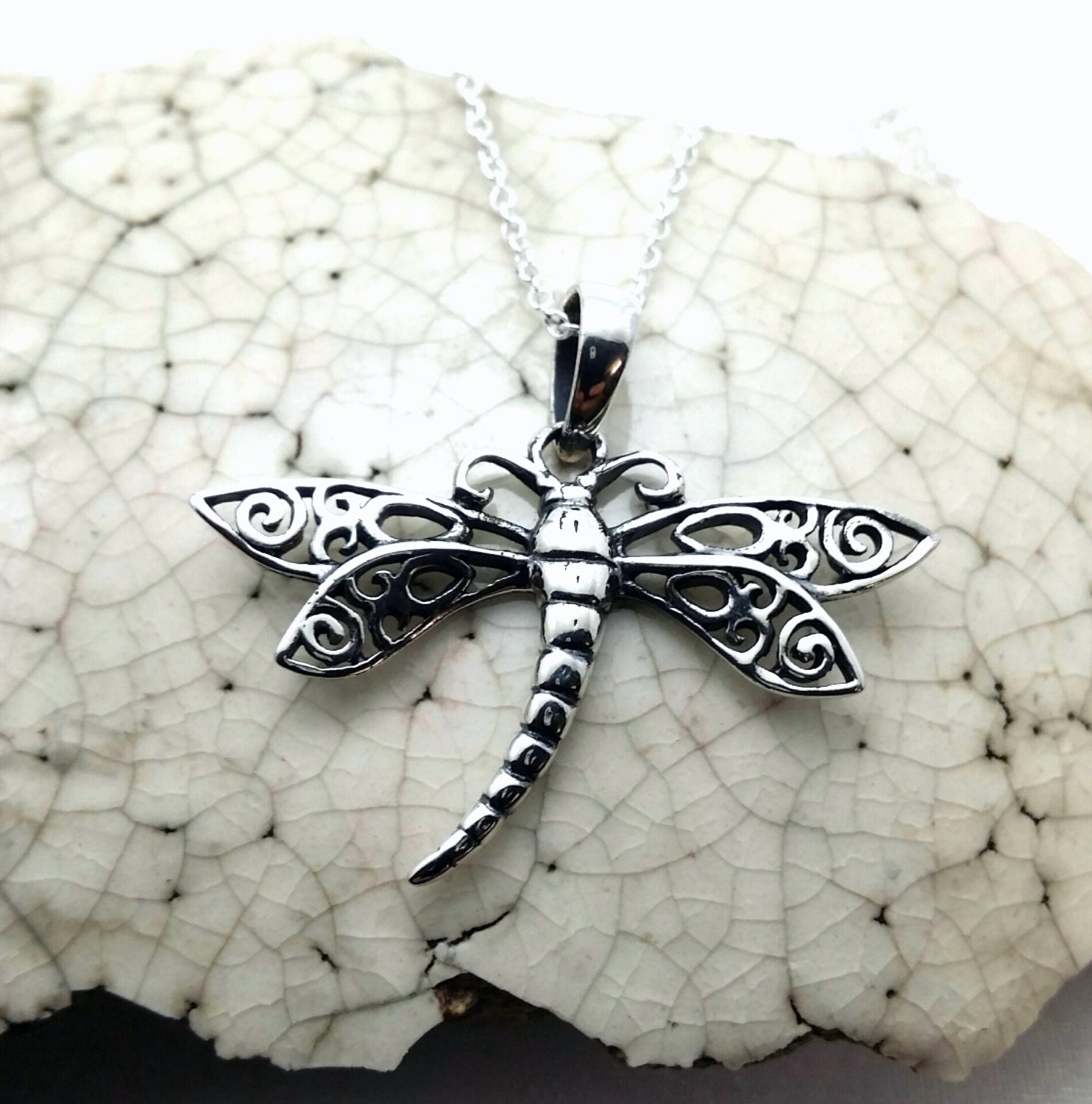 Sterling 925 Dragonfly Necklace Dragonfly Charm Sterling | Etsy