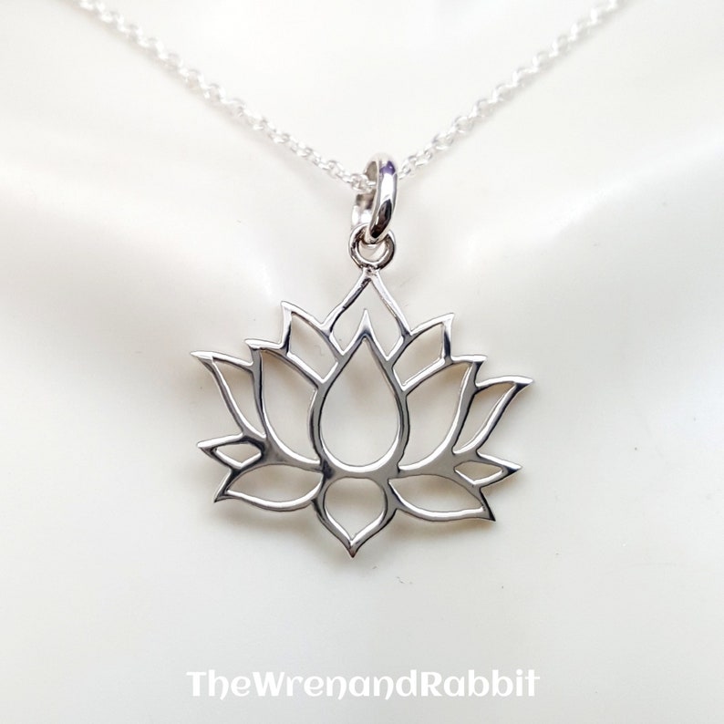 Lotus Necklace. Sterling Silver Lotus Necklace. Birthstone - Etsy