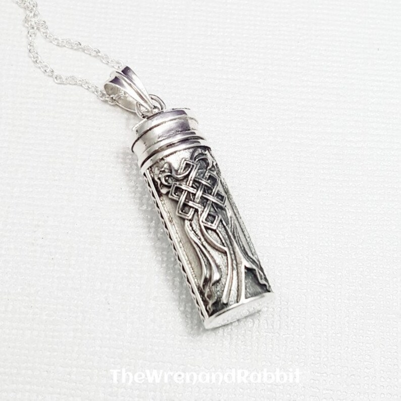 Celtic Stash Necklace. Sterling Silver Prayer Box Necklace. Etsy