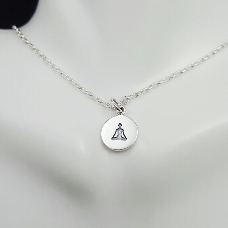 Yoga Necklace Sterling Silver Tiny Yoga Charm Necklace Etsy