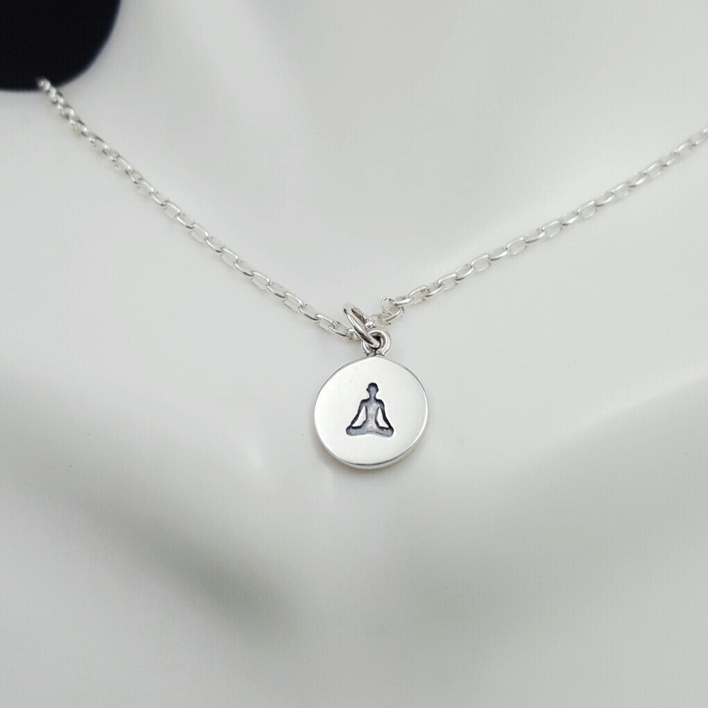 Yoga Necklace Sterling silver tiny Yoga charm necklace Etsy