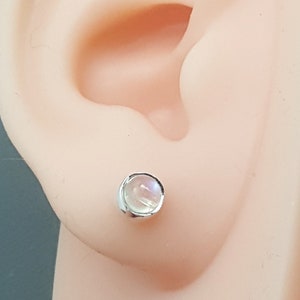 Rainbow Moonstone earrings - small genuine rainbow moonstone stud earrings - June birthstone - Anniversary gift - girlfriend gift - bridal