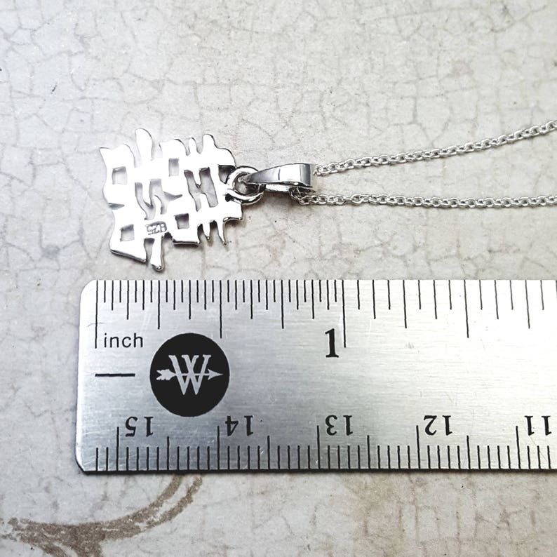 Double Happiness necklace. Sterling silver Kanji character