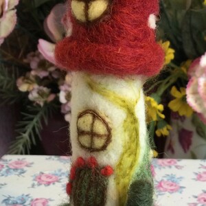 Handmade, needle felted, fairy house, toadstool. image 3