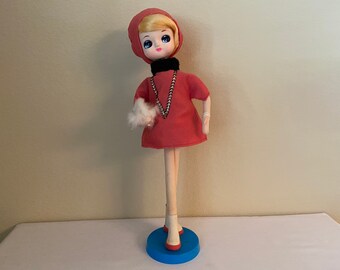 VTG Japan Big Eye Mod Black Kneehugger Pierrot Pose Doll VTG Japan Big Eye Mod Black Kneehugger Pierrot Pose Doll