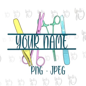 Surgical tech digital split monogram color