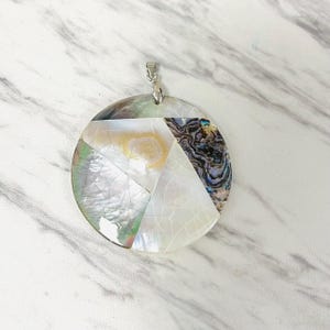 Round Abalone and Mother of Pearl Mosaic Pendant