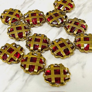 Lattice Bead With Czech Crystal-15mm-Filigree Metal Bead-Sparkle Accent Bead-Jewelry Making Supplies-12 Per Pack