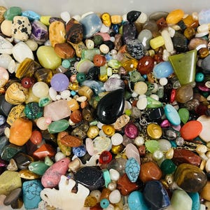 Assorted Color Stones, Crystals, and Beads - 1 LB-Random Mix