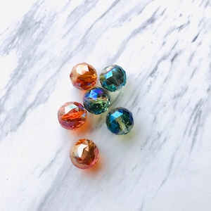 15mm Faceted Crystal Ball Beads -6 Pieces Per Pack