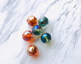 15mm Faceted Crystal Ball Beads -6 Pieces Per Pack