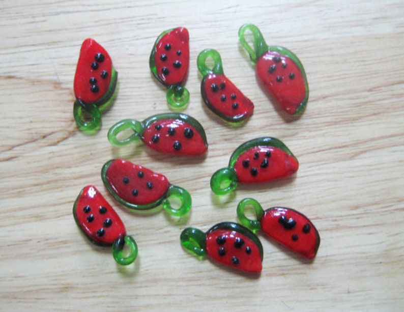 Fruit Glass Beads with Loop-Banana, Cherry, Watermelon, Corn image 5