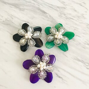 Agate, Crystal, and Fresh Water Pearl Flower Pendant (1pc)