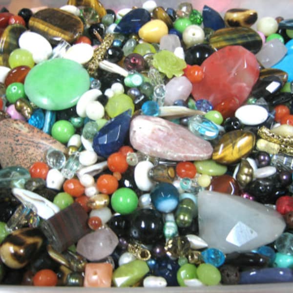 Assorted Color Stones, Crystals, and Beads - 1 LB
