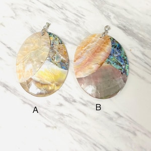 Oval Abalone and Mother of Pearl Mosaic Pendant