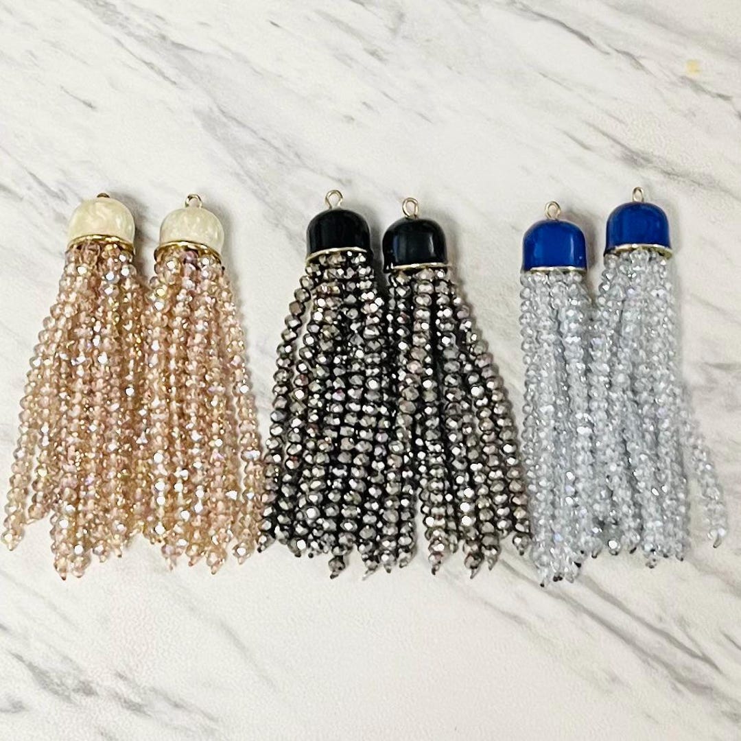 Incorrect Cap Color Crystal Beaded Tassel Pendant With Enamel Cap-boho Chandelier Earrings ...