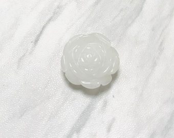 25mm  White Jade Carved Flower Pendant